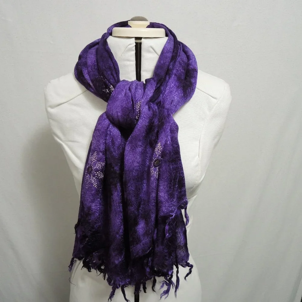 Dark Purple Scarf or Wrap w/ Fringe 42